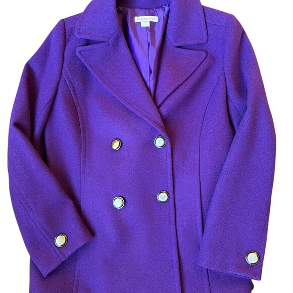 Coldwater Creek NewWT Purple Wool Blend Button Lined Pea Coat Small (8) - Picture 5 of 8